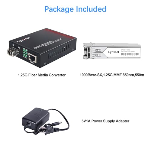 Image of Gigabit Ethernet Media Converter, Multimode Dual LC Fiber SFP to RJ45 Converter, for 10 /100 /1000Base-TX to 1000Base-SX with a SFP Transceiver, MMF 850nm, up to 550m