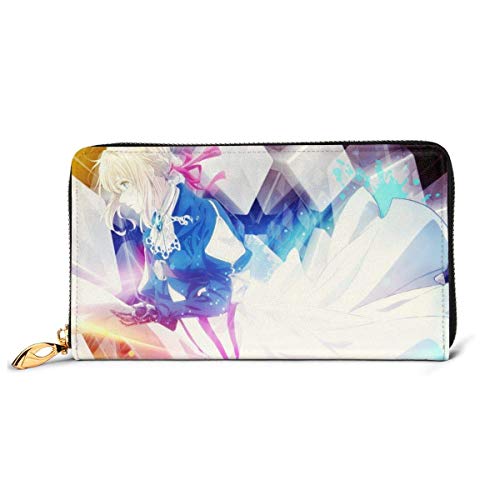 Preisvergleich Produktbild AOOEDM Violet Evergarden Brieftasche Leder Reißverschluss um Clutch Geldbörse Kartenhalter Organizer