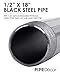 PIPE DÉCOR 1/2” x 18” Malleable Cast Iron Pipe, Pre Cut Connectors, Industrial Steel Grey Fits Standard Half Inch Black Threaded Pipes Nipples and Fittings, Build Vintage DIY Furniture, 6 Pack