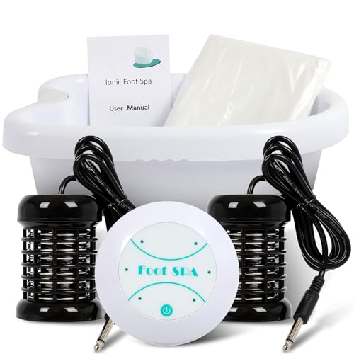 FAHKNS Ionic Foot Bath Detox Machine - Professional Foot Detox Spa,Home Portable Foot Detox Machine with 2 Arrays,50 Foot Soaking Bags,1 Small Spoon,Improve Sleep/Relieve Stress/Detox Cleanse