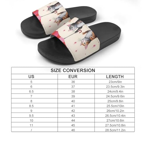 Cute Cats Dancing with Umbrella Non Slip Slides Sandals for Women Men Quick Drying Shower Shoes for Bathroom Pool Beach2