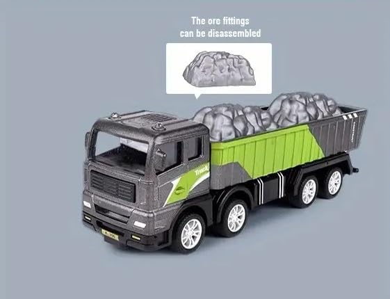 Image of Unbreakable Friction Power Dumper Construction Truck Die cast Alloy Model Engineering Excavator Toy for Kids Boys Girls Pull Back Vehicle