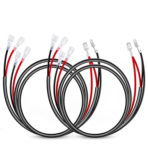 Nilight 2PCS 16 AWG Wiring Harness Extension Kit –Help 1 Lead Harness to Connect 2 Off Road LED Light Bar, 2 Year Warranty,Black