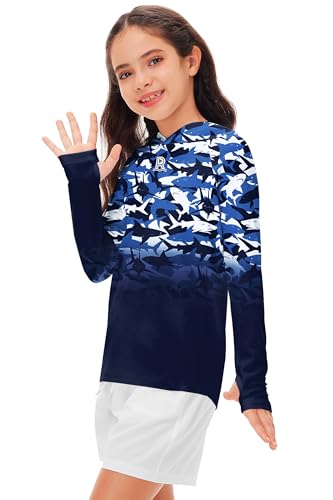 Image of Remimi Kids Sun Shirt Rash Guard Quick Dry Sun Protection Athletic Hoodie Hiking Shirts 3-12 Years