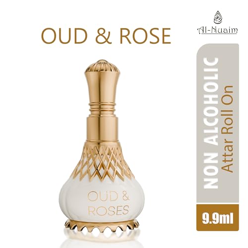 Image of Al-Nuaim Oud & Roses Attar Roll On For Men & Women - 9.9ml | Exquisite Alcohol-Free Aromatic Fragrance Oil for Lasting Elegance and Charm