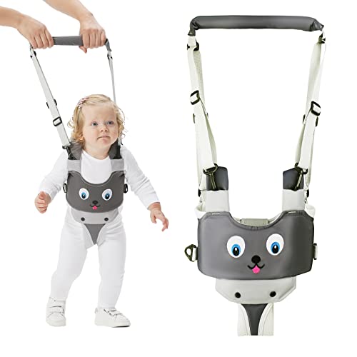 Image of Handheld Baby Walking Harness Kids Walking Learning Helper for Boys Girls Adjustable Baby Walker Safety Harness Assistant Belt for Toddler Infant Child 7-24 Month (Light Grey-Dog)