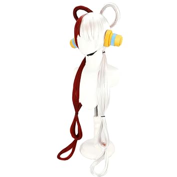 cos wig Red and white double color 100cm