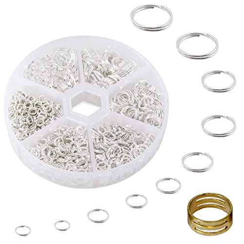 Vasemele 690 Pièces Anneau Metal Double Boucles d'Anneaux Anneau de Saut de Bagues Attaches et Fermoirs Attache Bracelet Anneaux Anneau Ouvert Anneaux Cover
