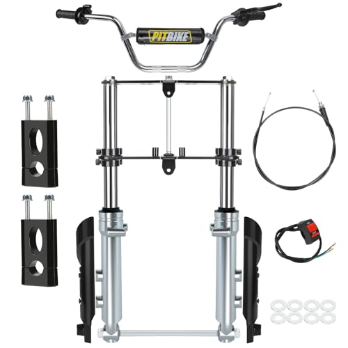 Image of Mini Bike Front Forks Suspension Kit Replacement for Monster Mega Moto MMB80 MMB105 Motovox MBX10 MBX11 GMB100 Coleman CT100U Baja DB30 TrailMaster Storm 200 Parts 7 /8 22mm Handlebar Risers