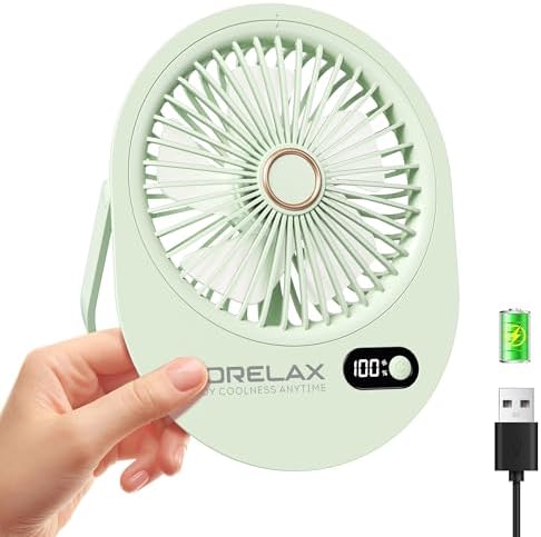 USB Desk Fan,3 IN 1 Rechargeable Portable Fan,180 Adjustable,6 Speed Strong Wind,Mini Personal Desktop Fan for Travel/Cruise/Bedroom/Office/Indoor/Outdoor,Desk Accessories for Women/Men/girls (Green)