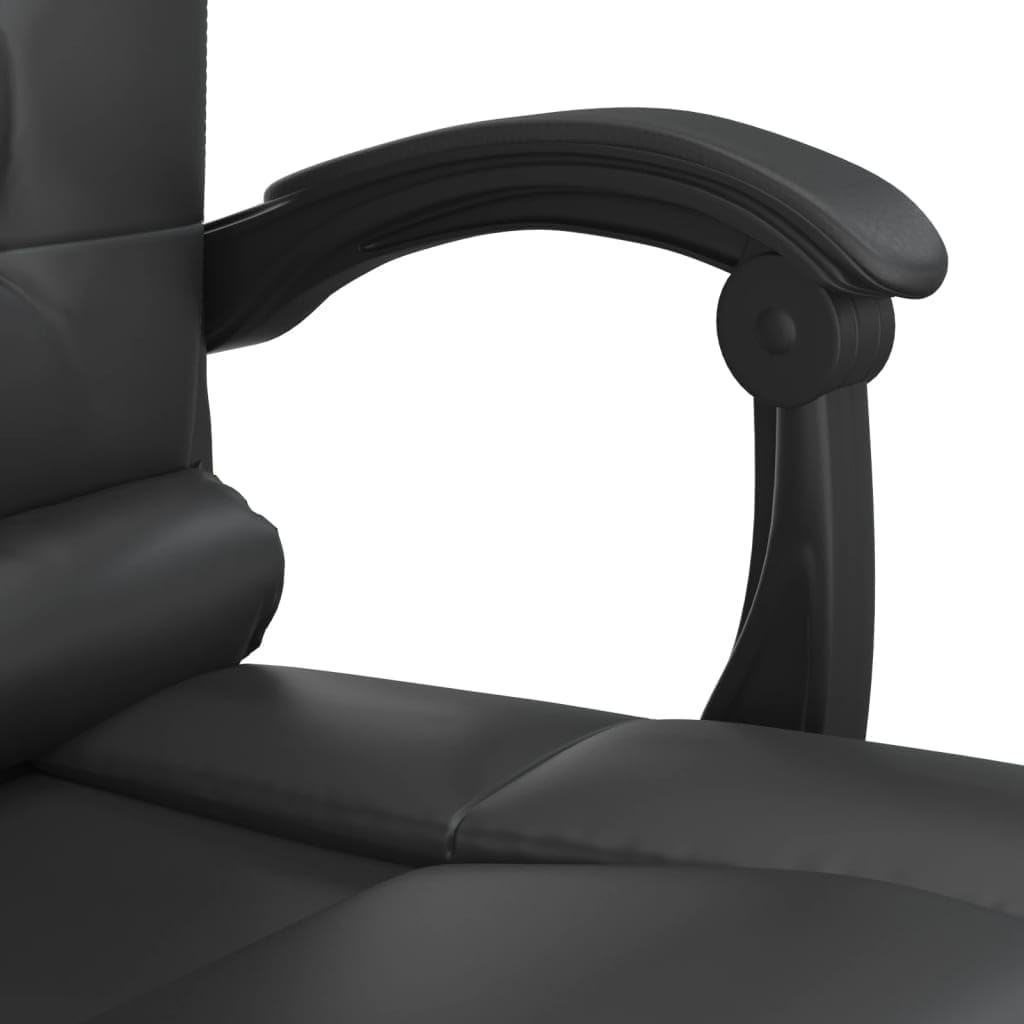 vidaXL Modern Adjustable Massage Reclining Office Chair | Elegant Black Faux Leather | Metal and Plywood Frame | Comfortable Foam Filling, 349774
