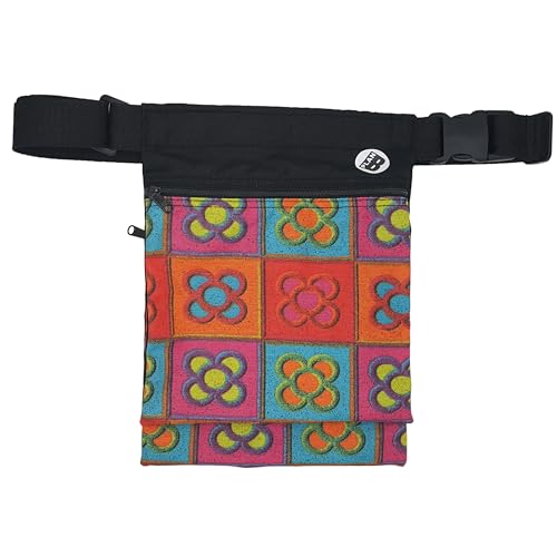 Plan B, Riñonera Lateral, 27 x 20 cm, con 2 Bolsillos y Cinturón Ajustable, Flor de Barcelona, Multicolor, Talla Única, Mujer, en Tela (BCN)