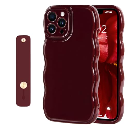 NITITOP iPhone 12 Pro Max Case Burgundy with Wrist Strap