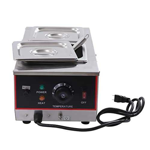 Chocolate Tempering Machine, 2-Pot 6L Chocolate Melting Pot with TEMP Control 86-185?, 800W Professional Heated Chocolate Melter, Stainless Steel Food Warmer, For Chocolate/Milk/Cream Melting