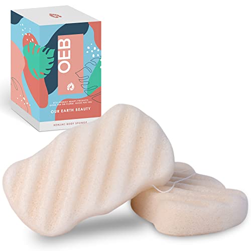 Image of Konjac Body Sponge (2 Pack) | 100% Natural & Dye Free | Non-Toxic | Biodegradable | Eco-Friendly | Plastic Free Packaging