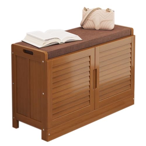 Armoire à chaussures et banc d'entrée en bambou pour optimiser le couloir