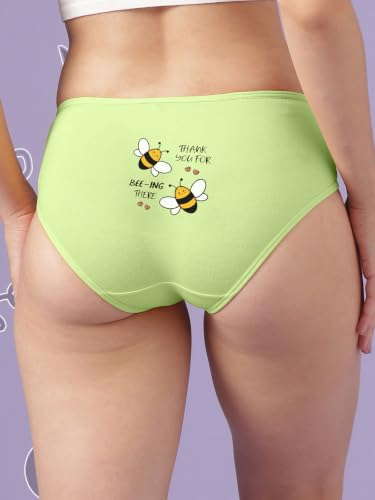 Image of Clovia Chuddy Buddies Cotton Printed Back Hipster Panties for Women Combo -Pack of 3- Multicolor