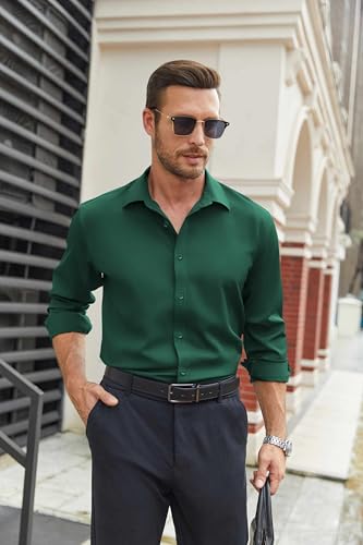 Image of COOFANDY Mens Stretch Dress Shirts Long Sleeve Button Down Shirt Regular Fit Formal Business Shirts