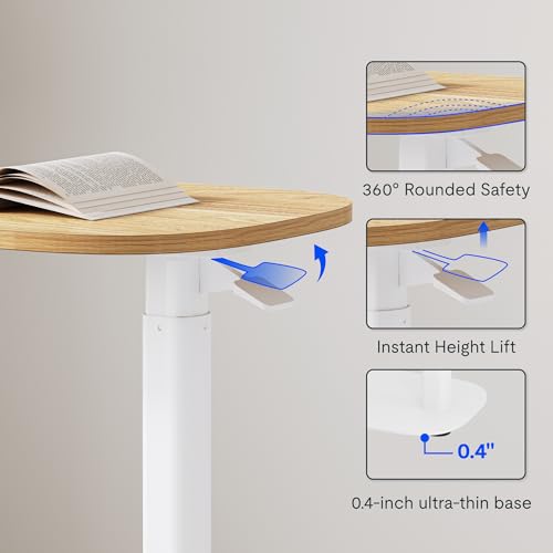 FLEXISPOT Adjustable C Table with Wheels, Mobile Snack Side End Table Sofa Couch Bedside Table Laptop Cart TV Tray Night Stand Small Space Side Table(23.6" W x 13.8" D,Maple)