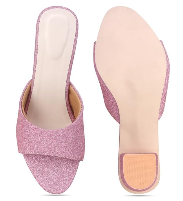 Image of Women's Block Heel Sandals - Open Toe Slip-On Dress Heels for Wedding & Party, Cushioned Comfort Insole, Stylish Synthetic Leather