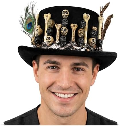 Nicky Bigs Novelties Voodoo Top Hat, Black Gothic Costume Accessories
