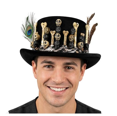 Nicky Bigs Novelties Voodoo TopHat Costume Men, Gothic Hat, Black