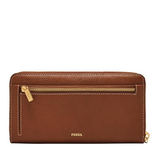 Image of Fossil Women's Logan Leather RFID-Blocking Zip Around Clutch Wallet with Wristlet Strap for Women