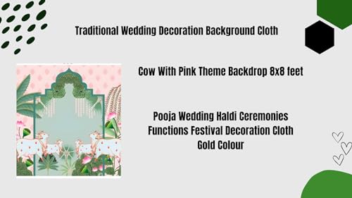 Image of Wedding Decoration Curtains for Background |Backdrop for Pooja | Wedding Haldi Functions Festival Decoration Cloth Pink Clour 8x8 feet (Small Four Cows) | Pooja Decorations Backdrop Cloth