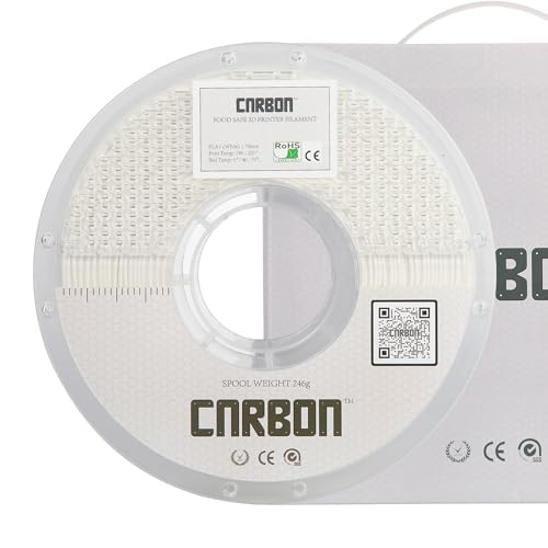certified food grade pla 3d printer filament - carbon by comfy materials - lab tested fda compliant food safe 175mm 1kg accuracy - 002 white