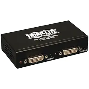 Tripp Lite 2-Port DVI Splitter with Audio and Signal Booster, Single Link 1920x1200 at 60Hz / 1080p (DVI F/2xF)(B116-002A)(Black)