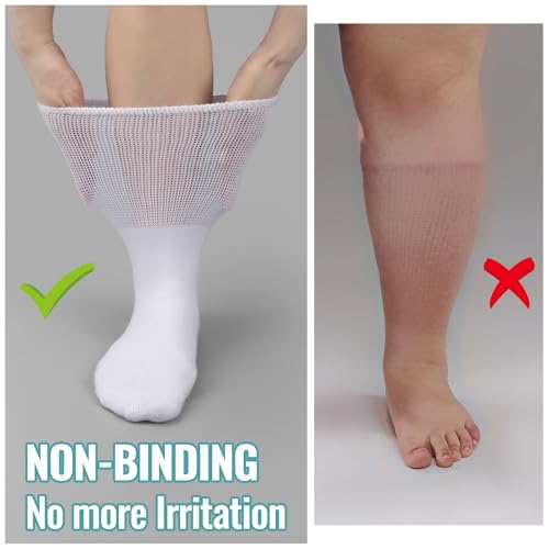 deefly Diabetic Socks for Men, Cushioned Loose Socks Non Binding 3 Pairs Size 5-144