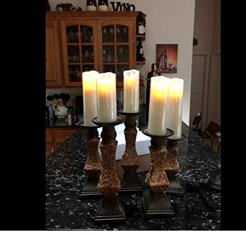G-mart Set of 3 Gold Resin Pillar Candle Holders -12" H,10" H,8" H,Ideal for LED and Pillar Candles - Thumbnail 3