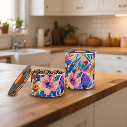 Contenedor para café acero inoxidable con diseño floral miniatura 7