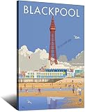 ANMAC Photos murales 40x60cm sans cadre Angleterre Blackpool Vintage affiches de voyage tour plage jetée photos imprime Art mural pour chambre bureau décor