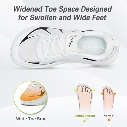 Women's Orthopedic Diabetic Wide Running Shoes: Comfortable Casual Arch Support Plantar Fasciitis Sports Sneakers, High Arch Orthotic Work Tennis Walking Shoes for Foot and Heel Pain Relief2