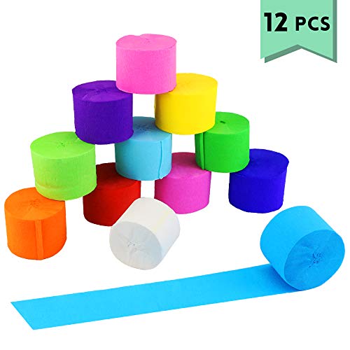 image for Neworkg 12 Rolls Party Streamers Rainbow Crepe Paper Streamer for Part