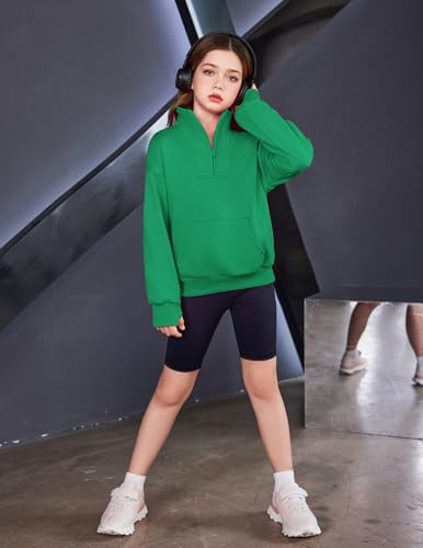 Image of Arshiner Girls Half Zip Sweatshirt Fleece Quarter Zip Pullover Sweatshirts | Fall Fashion Clothes for Teen Girls with Thumb Hole for 5-16 Years