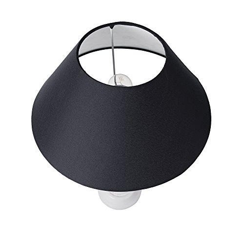 Image of Homesake Handcrafted Wooden Table Lamp for Bedroom & Living Room|Decorative Bedside Reading Lamp, E27 Holder|Bulb Included |Twister White Wooden Rustic for Home Decor, Black Cone Shade