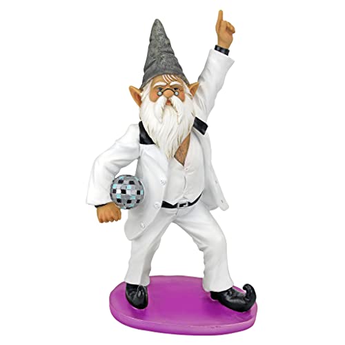 Design Toscano Garden Gnome Statue - Disco Tony Gnome Fever - Outdoor Garden Gnomes - Funny Lawn Gnome Statues, Twin