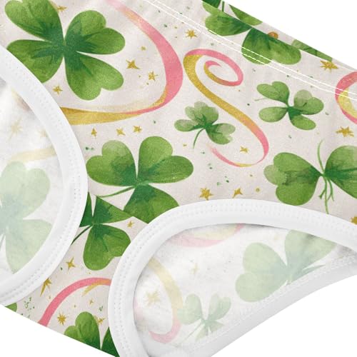 Wusikd Green Clover Leaves Girls' Underwear Cotton Yellow Girls Briefs Soft Toddler Underwear 2T4