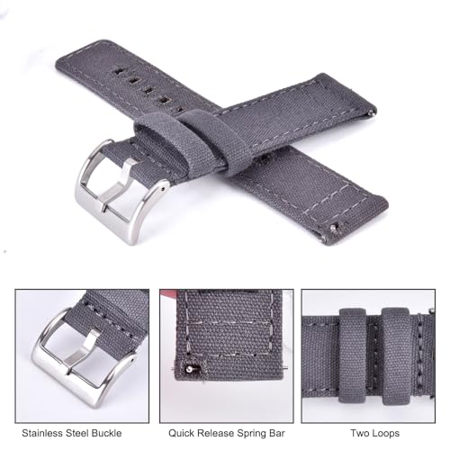 Image of Ritche Christmas Gift Canvas Vintage Quick Release Watch Band 18mm 20mm 22mm 24mm Replacement Watch Straps for Men Women, White Elephant Gifts, Stocking Stuffers for Men, Father's Day gifts