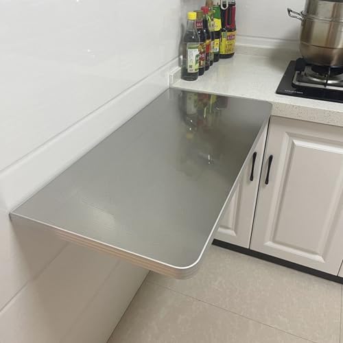 Table pliante murale gain de place en inox 304, la solution bureau flottant L90cm