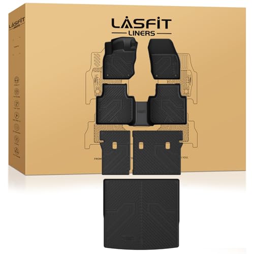 Image of LASFIT Floor Mats for Volkswagen Tiguan 2025 2026, All-Weather Protection TPE Car Mats 2 Rows Floor Liners & Trunk Mats & Seatback Mats Full Set for VW Tiguan Accessories, Black