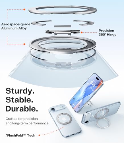 Image of TORRAS 360 Magnetic Stand for iPhone Air Case, [Fit for MagSafe] [Military-Grade Protection] Slim Case for iPhone 17 Air, 2025, Clear, Ostand O3 Fitness Series
