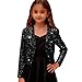 Black Sequin Jacket Girls Sparkly Cropped Open Front Long Sleeve Shrug Kids Fall Fashion Party Glitter Blazer Cardigan Tops