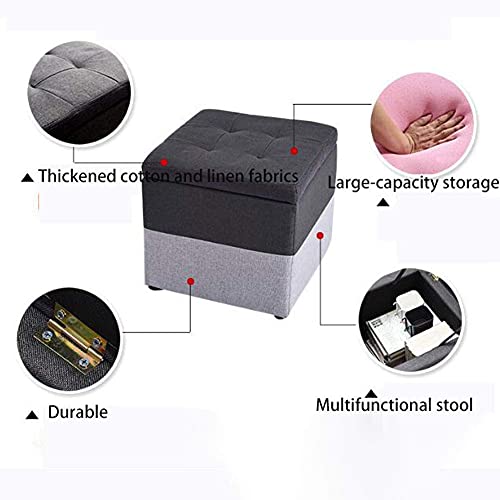 Pouf Ottoman Carré en Tissu Lavable Grande Capacité de Rangement Moderne A - 6