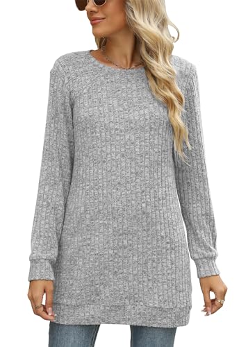 Image of Sweaters for Women Long Sleeve Crewneck Sweatshirt Loose Casual Tunic Tops