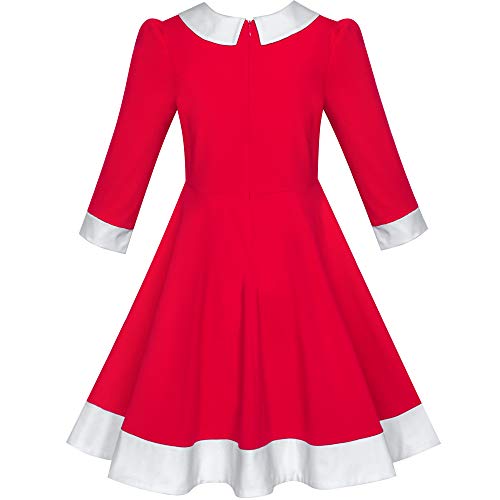 Sunny Fashion Girls Dress Christmas Santa Hat Long Sleeve Party New Year3