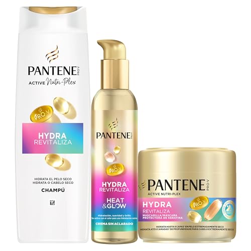 Pantene Pro-V Hydra Revitaliza Champú 325ml + Mascarilla 300ml + Tratamiento 135ml. Pelo Normal y Seco. Sin Aceites. Tecnología Active Nutri-Plex