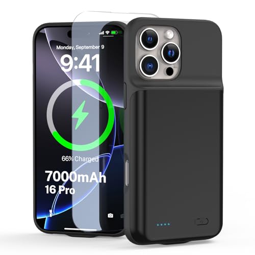 Custodia per iPhone 16 Por6.3 7000 mAh ricaricabile con pellicola protettiva power bank batteria aggiuntiva per 16 Pro